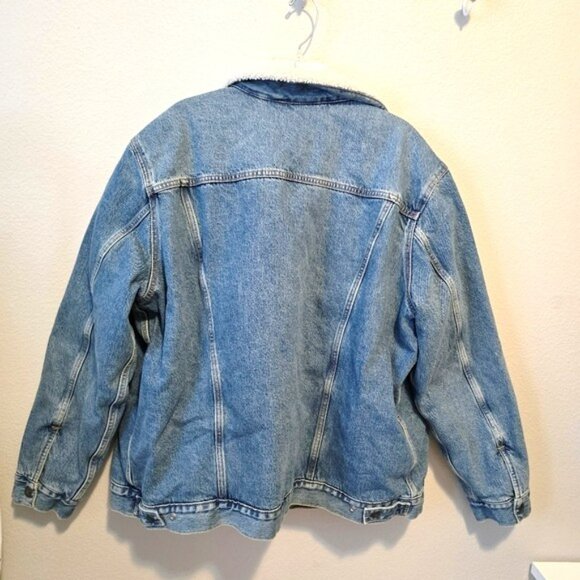 Men's Levi's Classic Blue Denim Jacket Sherpa Lining Size XXL Truckers Blue Jean - Picture 14 of 17